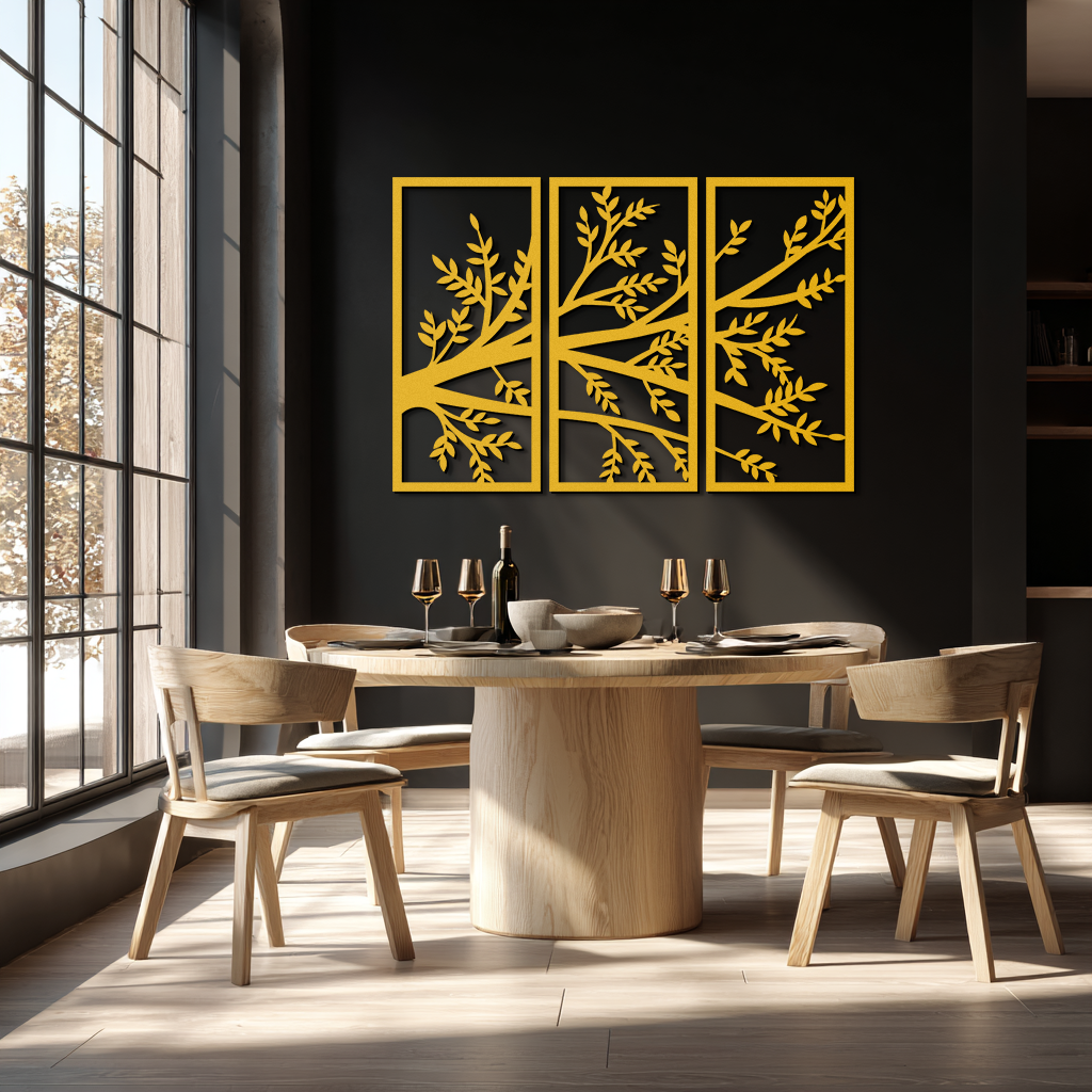 Branch Metal Wall Art - Three-Panel Nature-Inspired Steel Wall Decor - KAF024 - Tampa Home & Garden Store