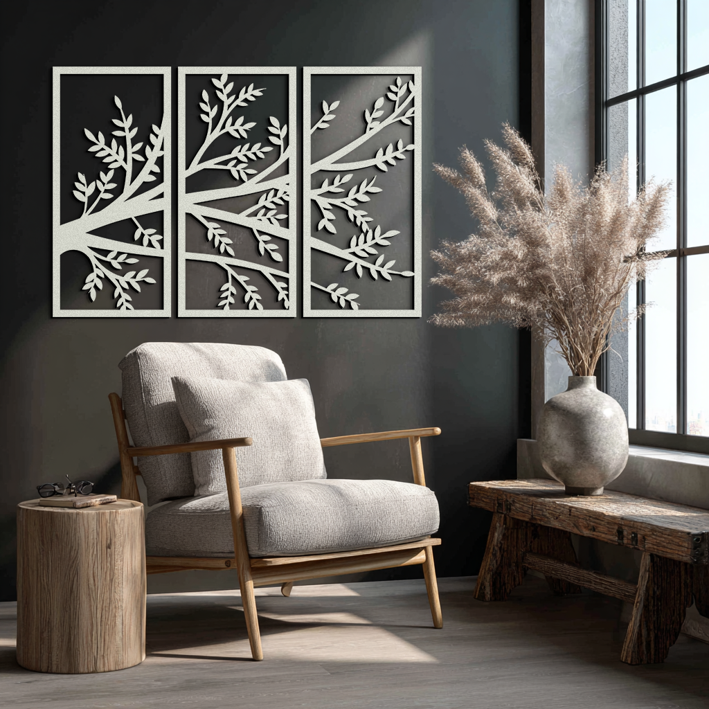 Branch Metal Wall Art - Three-Panel Nature-Inspired Steel Wall Decor - KAF024 - Tampa Home & Garden Store