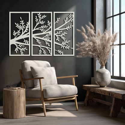 Branch Metal Wall Art - Three-Panel Nature-Inspired Steel Wall Decor - KAF024 - Tampa Home & Garden Store