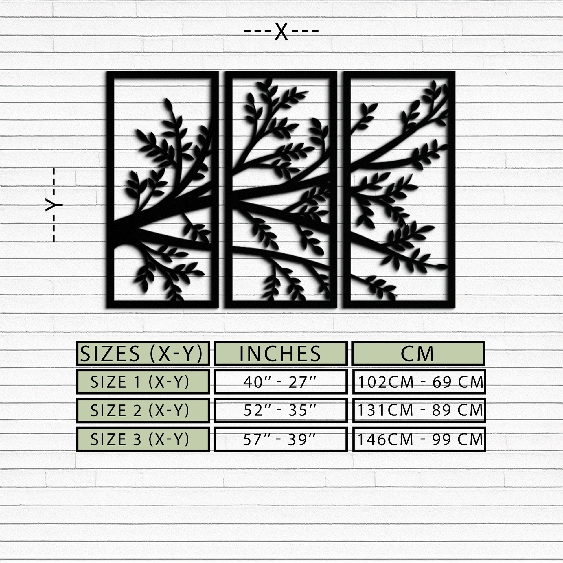 Branch Metal Wall Art - Three-Panel Nature-Inspired Steel Wall Decor - KAF024 - Tampa Home & Garden Store