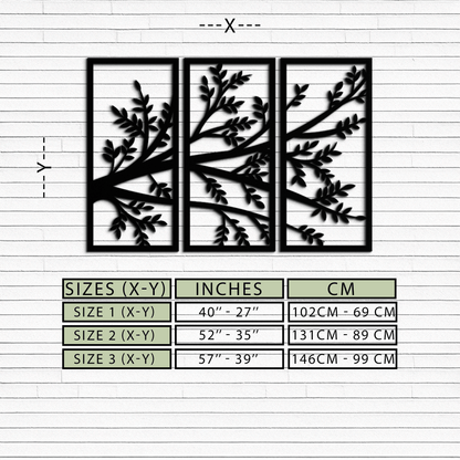 Branch Metal Wall Art - Three-Panel Nature-Inspired Steel Wall Decor - KAF024 - Tampa Home & Garden Store