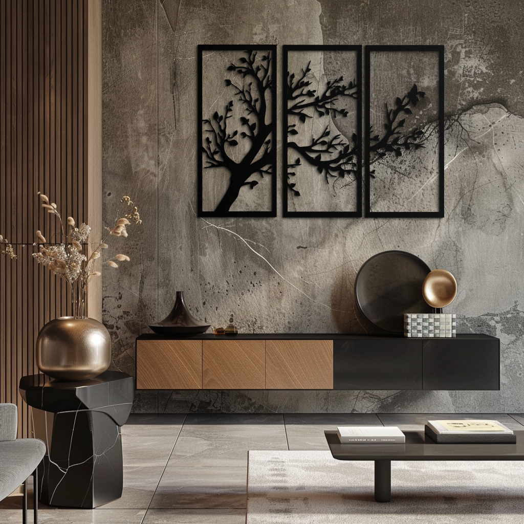 Branch Trio Metal Wall Art - 3-Piece Modern Steel Wall Decor - KAF132 - Tampa Home & Garden Store