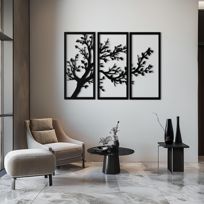 Branch Trio Metal Wall Art - 3-Piece Modern Steel Wall Decor - KAF132 - Tampa Home & Garden Store
