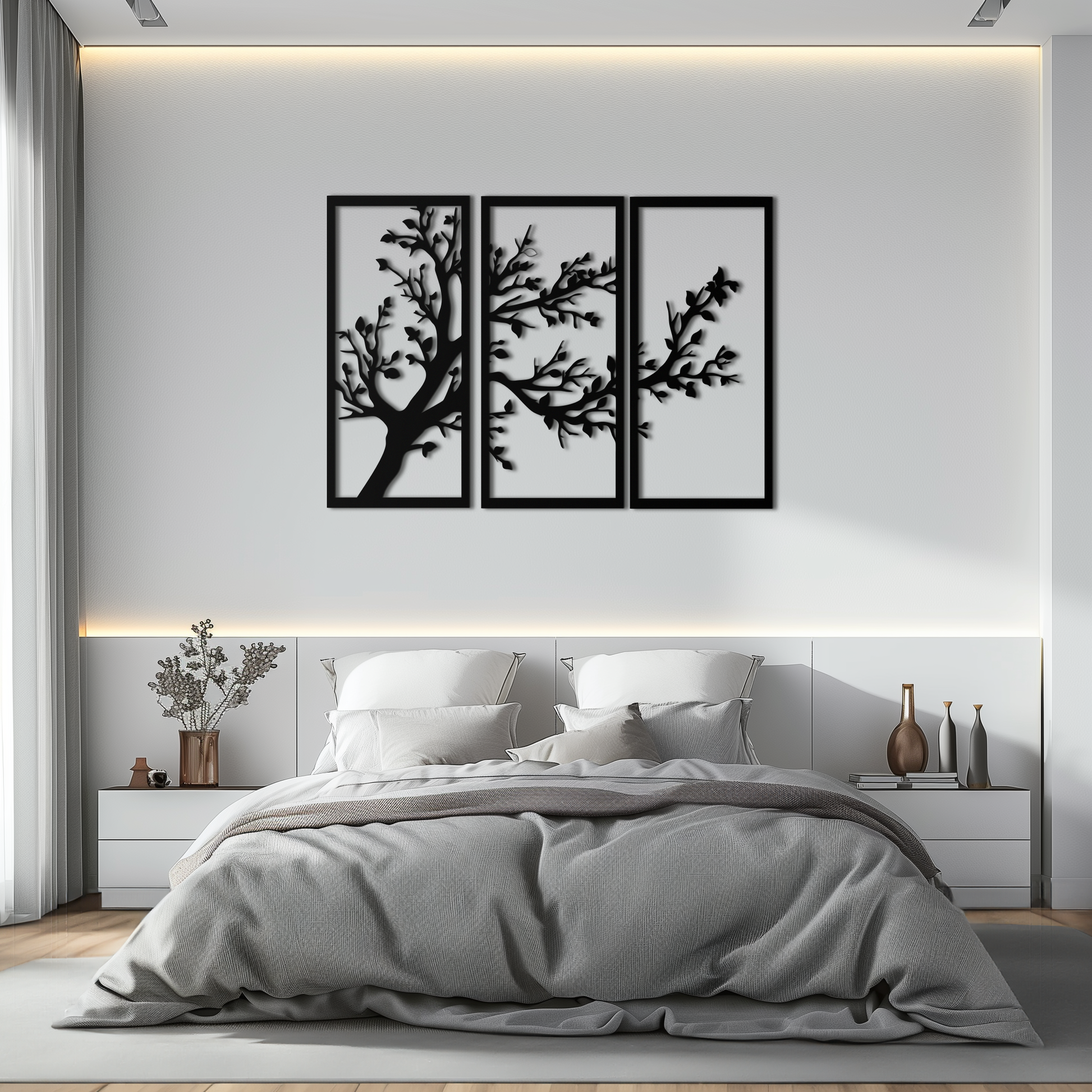 Branch Trio Metal Wall Art - 3-Piece Modern Steel Wall Decor - KAF132 - Tampa Home & Garden Store