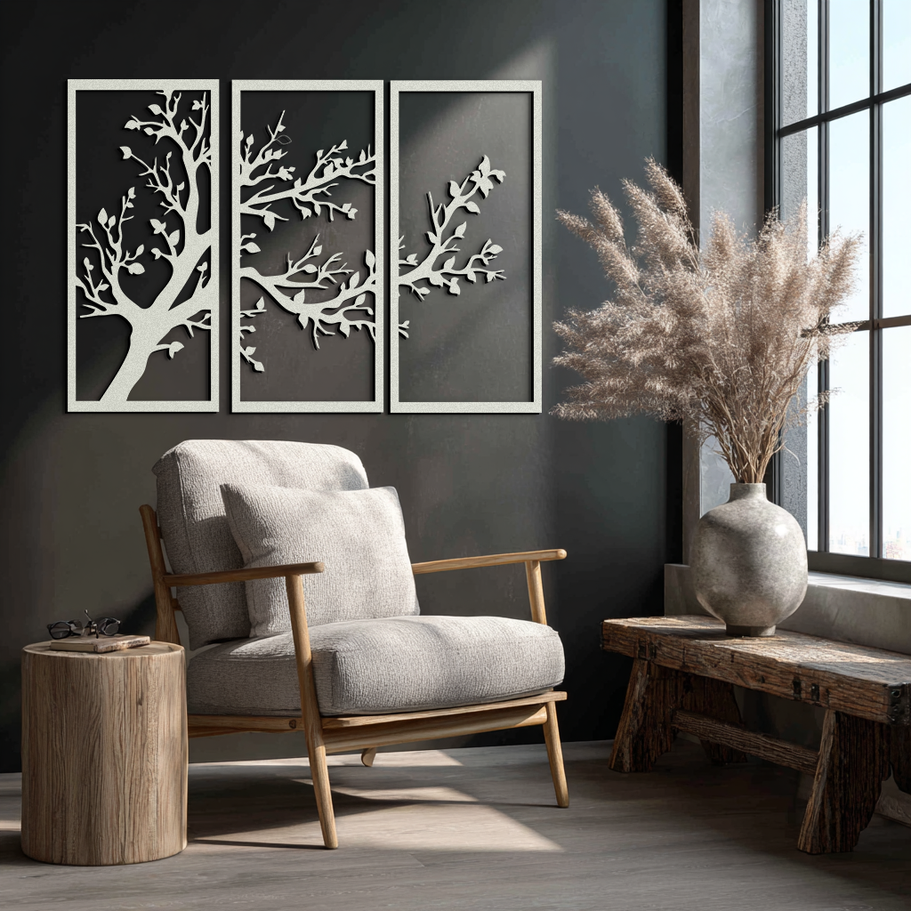 Branch Trio Metal Wall Art - 3-Piece Modern Steel Wall Decor - KAF132 - Tampa Home & Garden Store