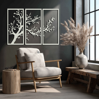 Branch Trio Metal Wall Art - 3-Piece Modern Steel Wall Decor - KAF132 - Tampa Home & Garden Store