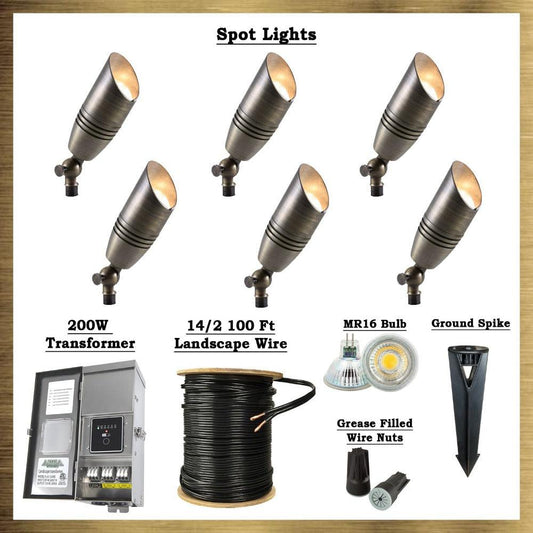 Brass LED Spot Light Kit: (6) Brass Spotlights, All Necessary Components - Tampa soil911.com