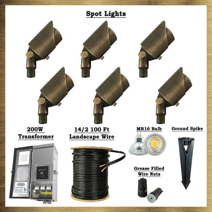 Brass LED Spot Light Kit: (6) Brass Spotlights, All Necessary Components - Tampa soil911.com