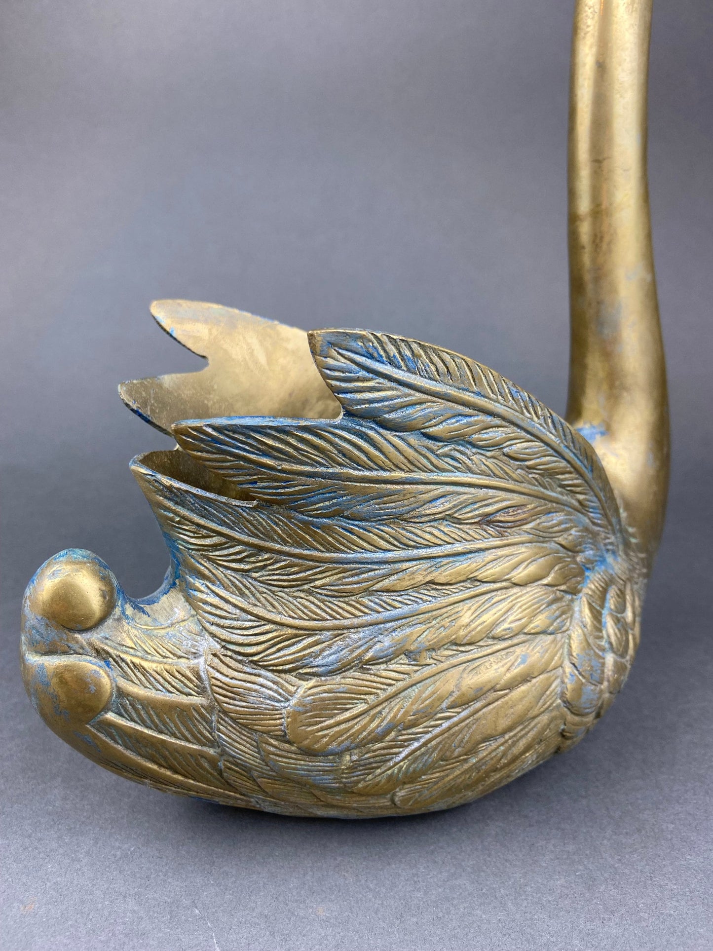 Brass Planter Shaped like Swan. Bird Shaped Herb Planter. Green House Decor. Window Sill Decor. - Tampa Home & Garden Store
