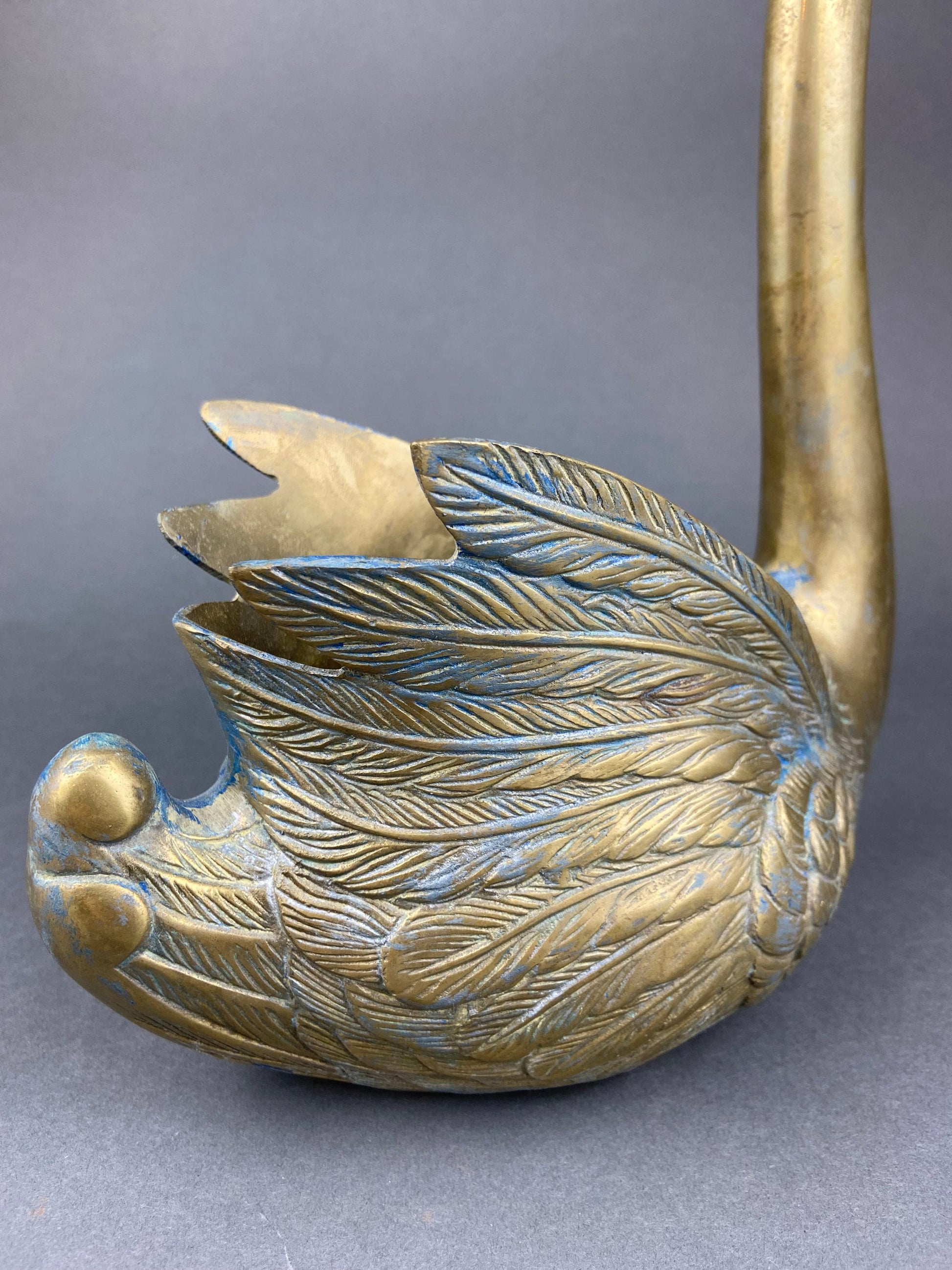 Brass Planter Shaped like Swan. Bird Shaped Herb Planter. Green House Decor. Window Sill Decor. - Tampa Home & Garden Store