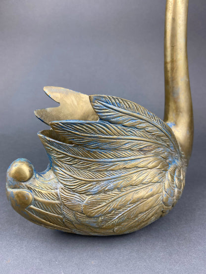 Brass Planter Shaped like Swan. Bird Shaped Herb Planter. Green House Decor. Window Sill Decor. - Tampa Home & Garden Store