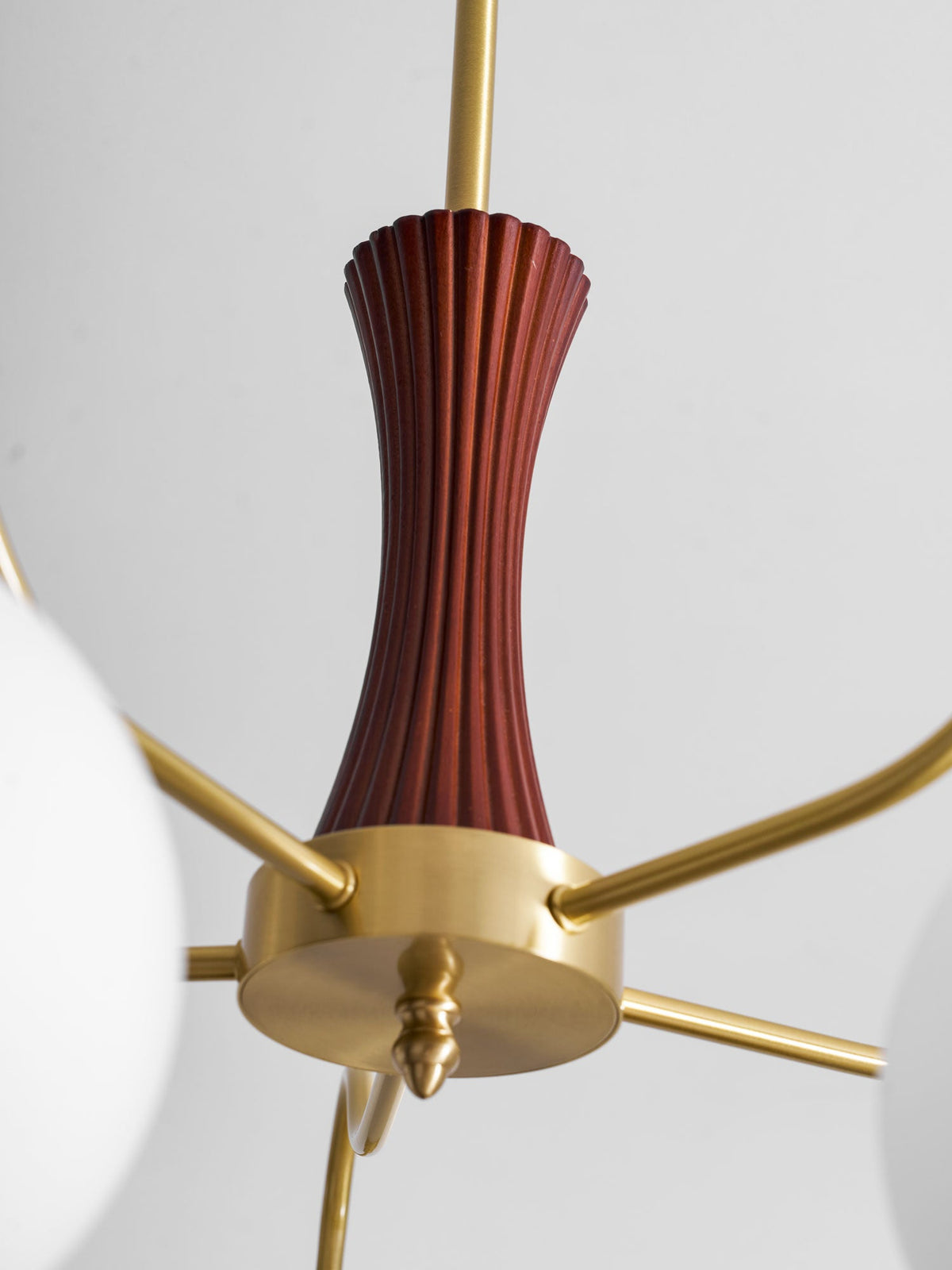 Chandelier Moktan Sabai Persimmon glass with brass arms and wood accent pendant light on Tampa Home & Garden Store