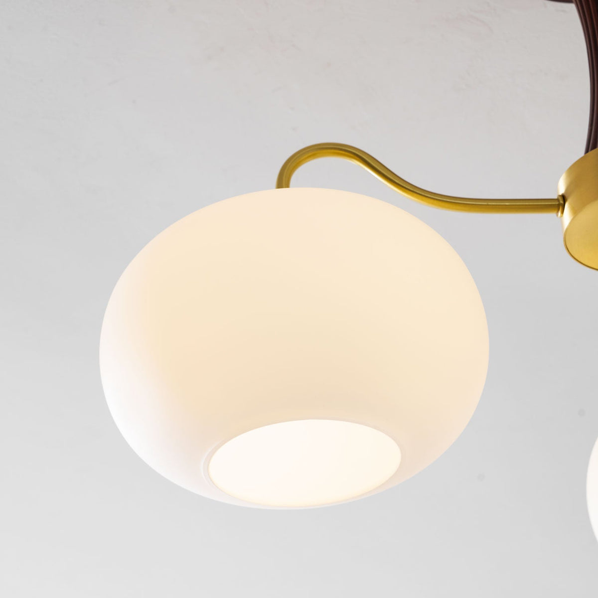 Chandelier Persimmon glass pendant with brass arms and wood accent by Moktan Sabai on Tampa Home & Garden Store
