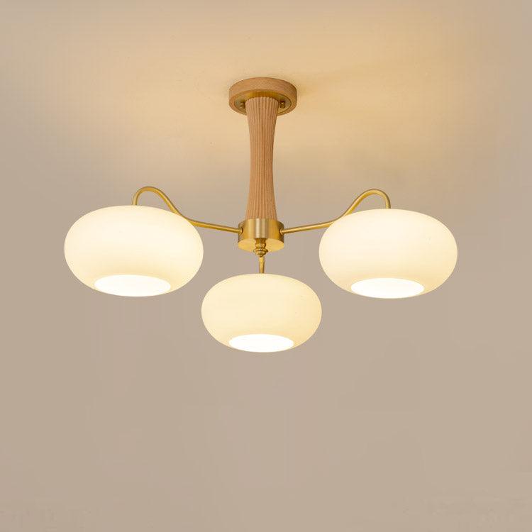 Chandelier Moktan Sabai Persimmon Glass with brass arms and wood accents on Tampa Home & Garden Store