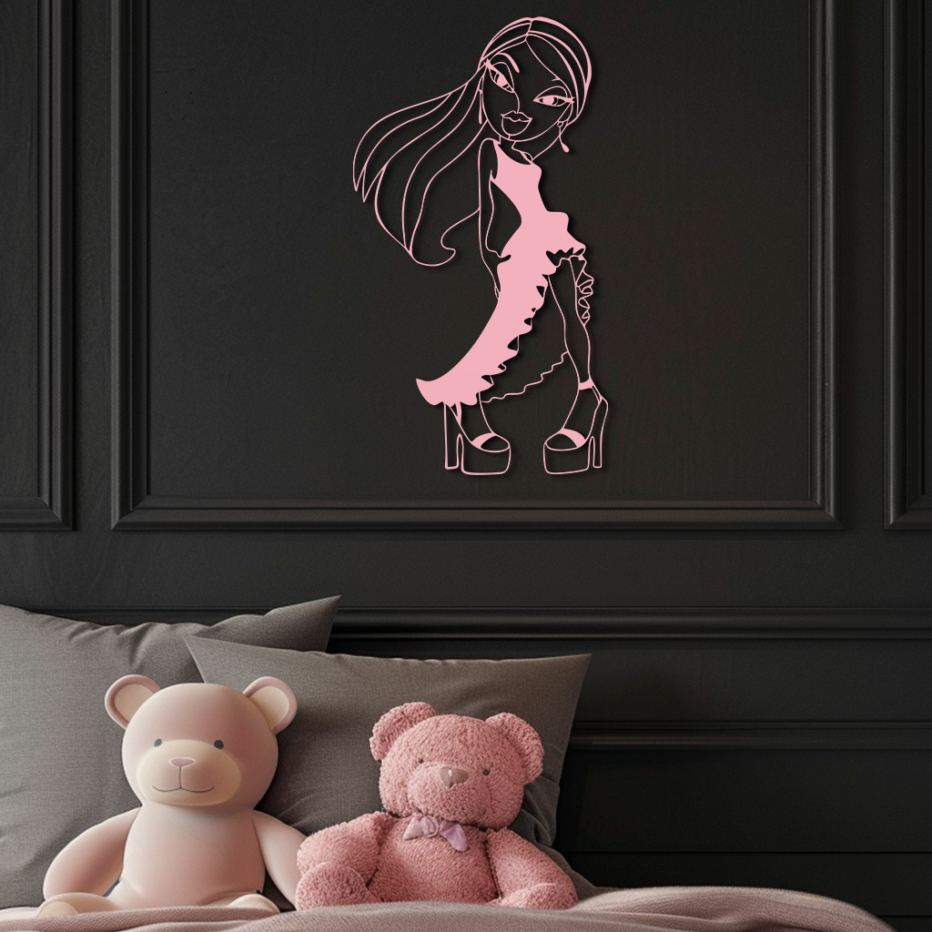 Bratz Doll Silhouette Modern Wall Art – Pink Metal Wall Décor - KAFGP180 - Tampa Home & Garden Store