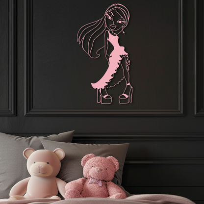 Bratz Doll Silhouette Modern Wall Art – Pink Metal Wall Décor - KAFGP180 - Tampa Home & Garden Store