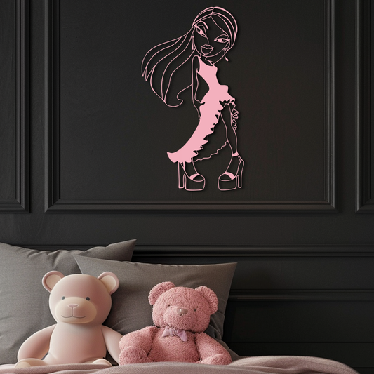 Bratz Doll Silhouette Modern Wall Art – Pink Metal Wall Décor - KAFGP180 - Tampa Home & Garden Store