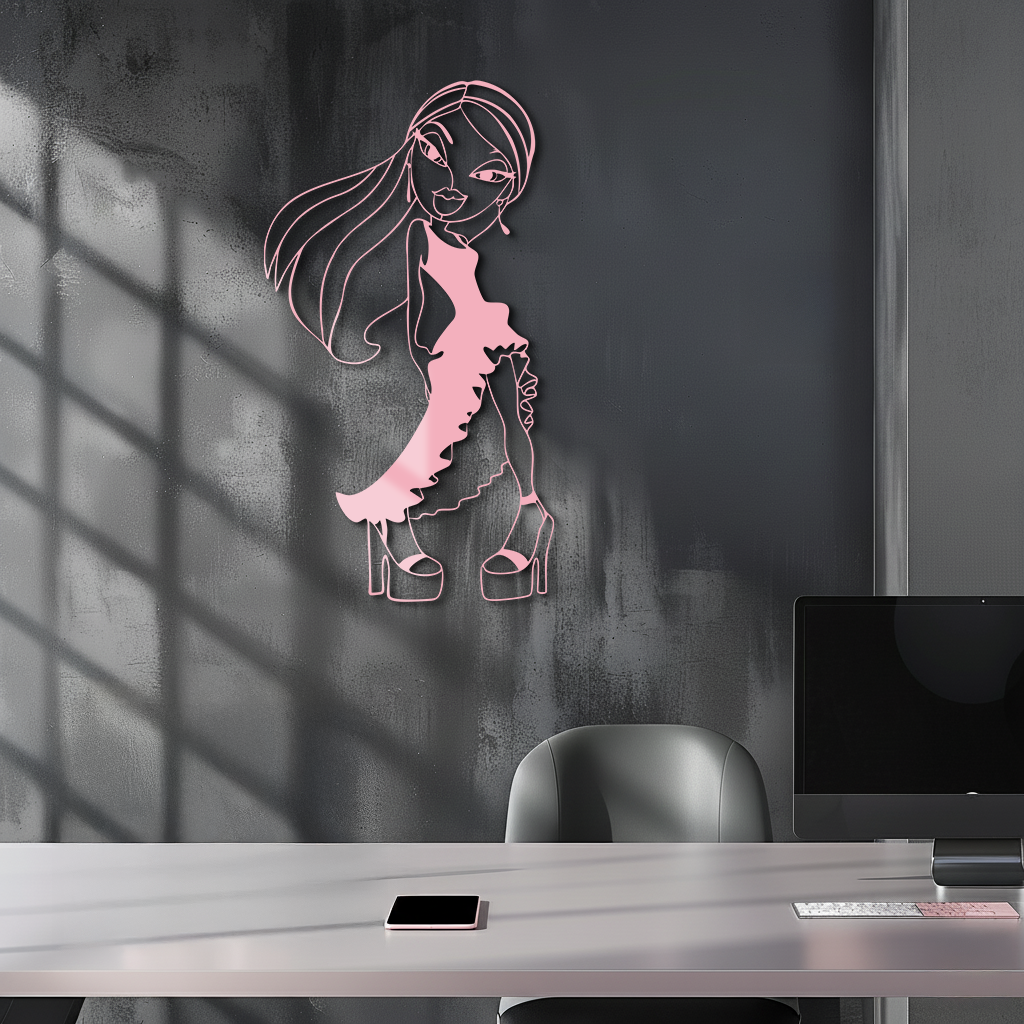 Bratz Doll Silhouette Modern Wall Art – Pink Metal Wall Décor - KAFGP180 - Tampa Home & Garden Store