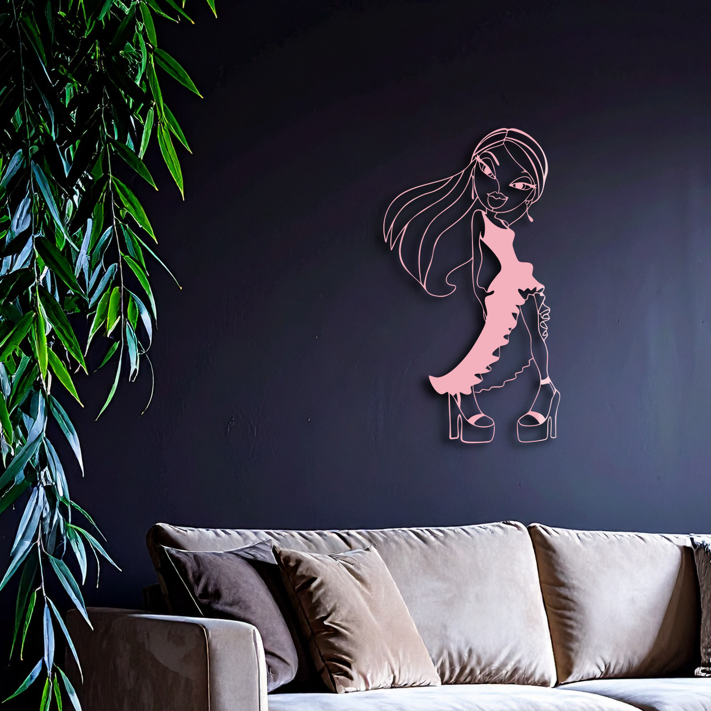 Bratz Doll Silhouette Modern Wall Art – Pink Metal Wall Décor - KAFGP180 - Tampa Home & Garden Store