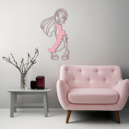 Bratz Doll Silhouette Modern Wall Art – Pink Metal Wall Décor - KAFGP180 - Tampa Home & Garden Store
