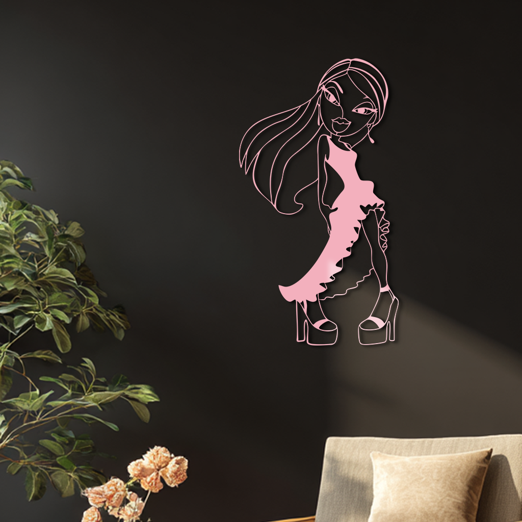 Bratz Doll Silhouette Modern Wall Art – Pink Metal Wall Décor - KAFGP180 - Tampa Home & Garden Store