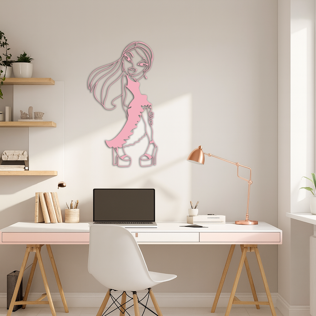 Bratz Doll Silhouette Modern Wall Art – Pink Metal Wall Décor - KAFGP180 - Tampa Home & Garden Store