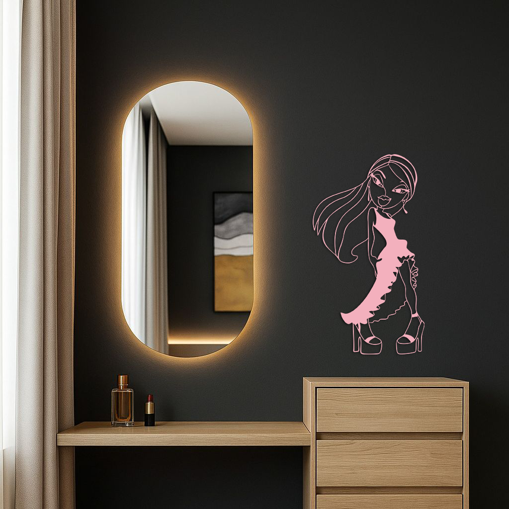 Bratz Doll Silhouette Modern Wall Art – Pink Metal Wall Décor - KAFGP180 - Tampa Home & Garden Store