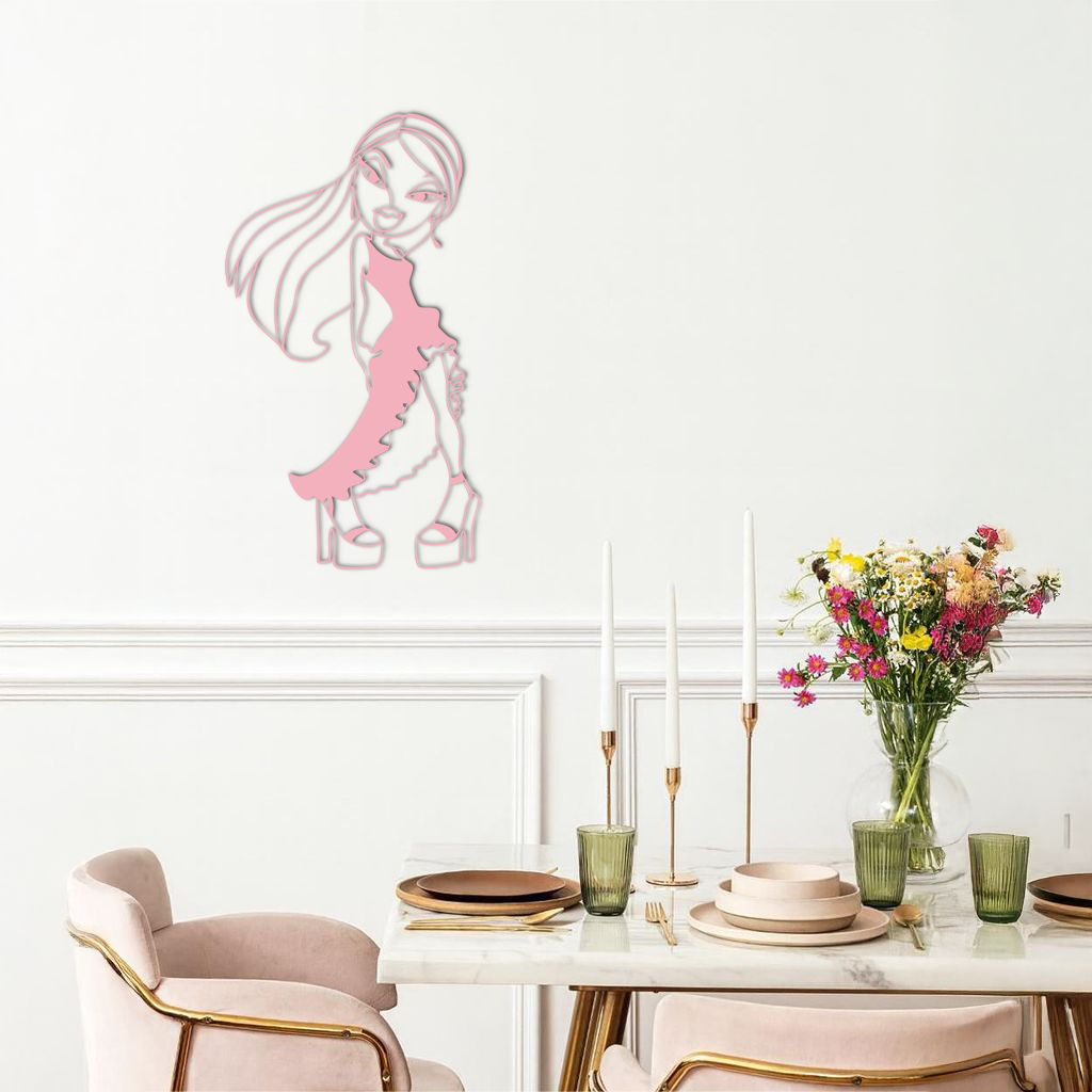 Bratz Doll Silhouette Modern Wall Art – Pink Metal Wall Décor - KAFGP180 - Tampa Home & Garden Store
