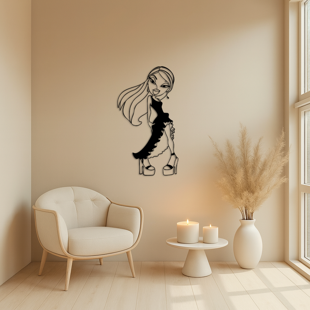 Bratz Doll Silhouette Modern Wall Art – Pink Metal Wall Décor - KAFGP180 - Tampa Home & Garden Store