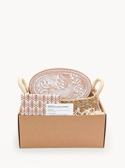 Bread Warmer & Basket Gift Set with Tea Towel - Bird Oval - Tampa Home & Garden Store