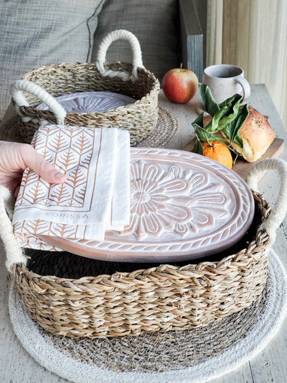 Bread Warmer & Basket Gift Set with Tea Towel - Flower - Tampa Home & Garden Store