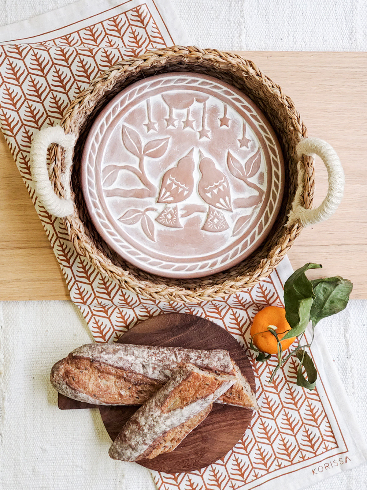 Bread Warmer & Basket - Lovebirds Round - Tampa Home & Garden Store