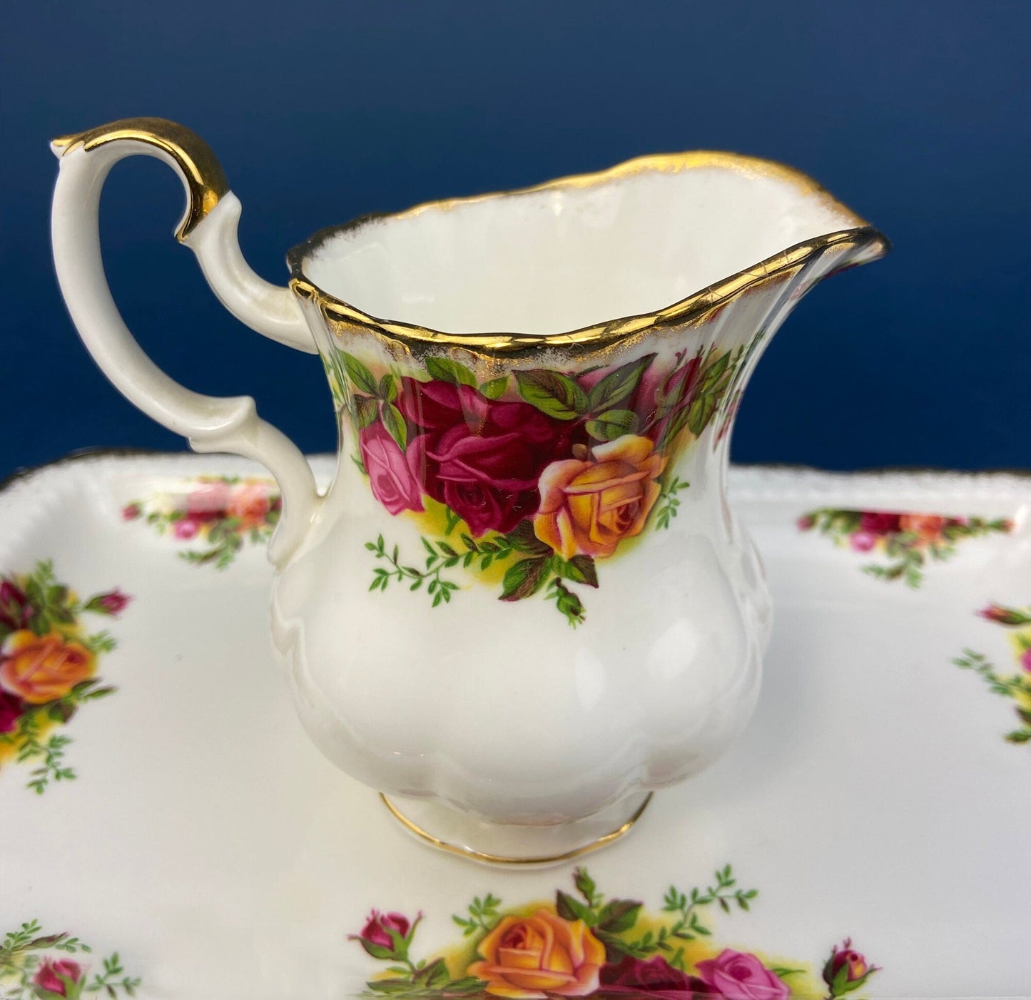 Breakfast Tray, Creamer, Sugar Bowl, and Vase by Royal Albert. Old Country Roses Motif.  Made in England. Gift for Her. Gift for Mother. - Tampa Home & Garden Store