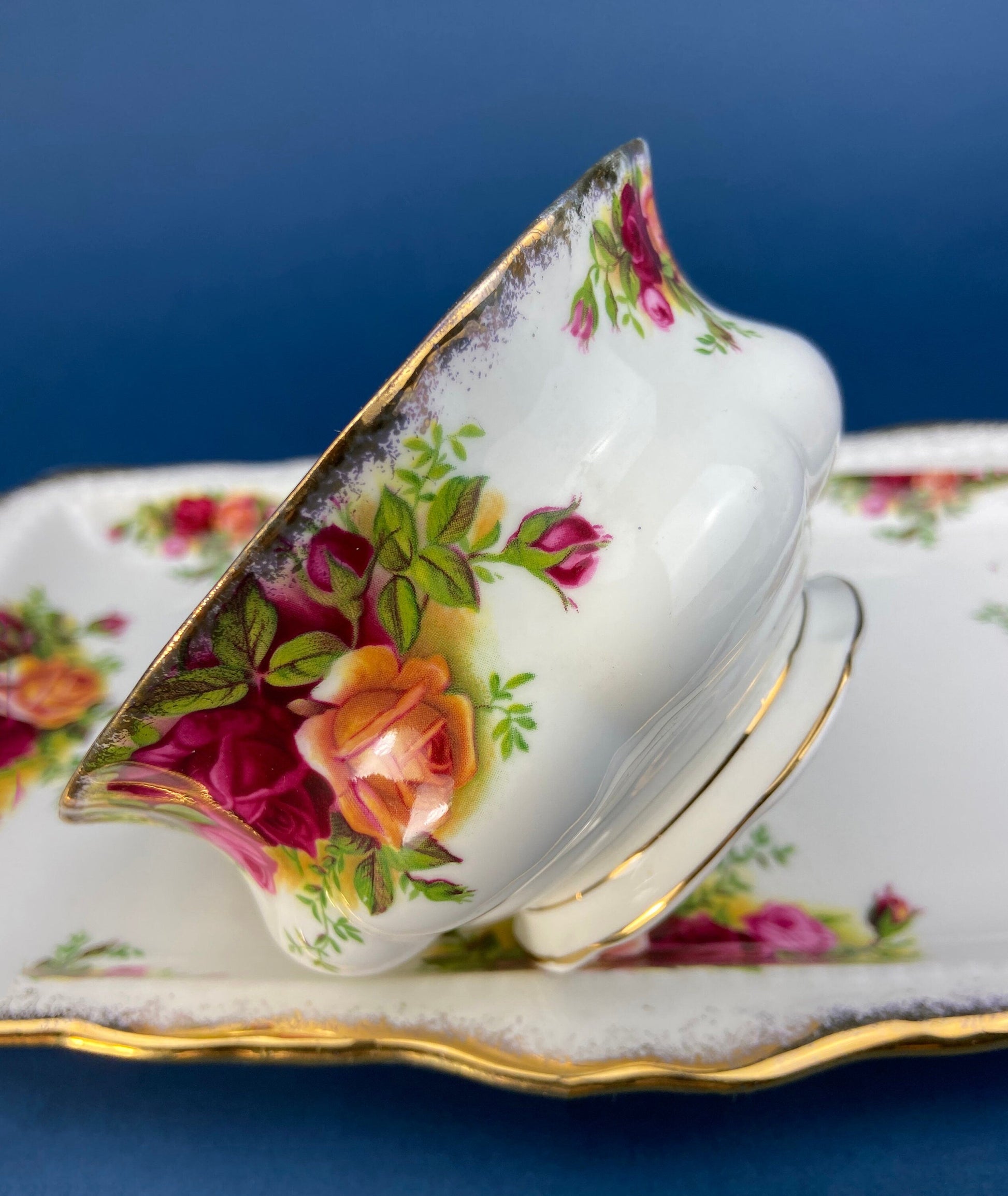 Breakfast Tray, Creamer, Sugar Bowl, and Vase by Royal Albert. Old Country Roses Motif.  Made in England. Gift for Her. Gift for Mother. - Tampa Home & Garden Store