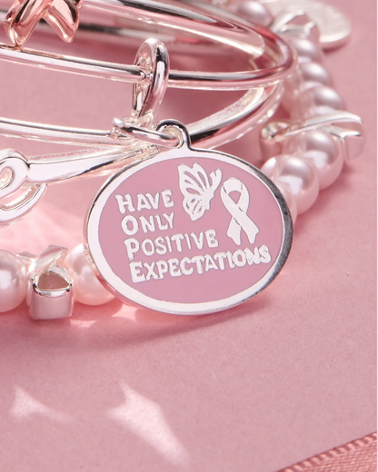 Hope Breast Cancer Awareness Charm Bangle Set 2