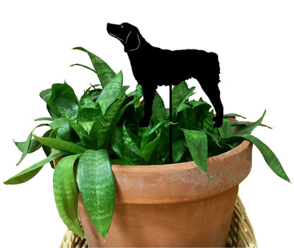 Brittany plant stake by Rustica Ornamentals, black dog silhouette atop terracotta pot greenery on Tampa Home & Garden Store
