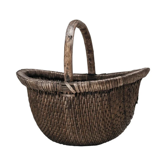 Brodi Decorative Hand-Woven Wicker Basket – Vintage Reproduction, Antique Finish - Tampa Home & Garden Store