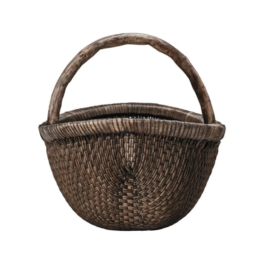 Brodi Decorative Hand-Woven Wicker Basket – Vintage Reproduction, Antique Finish - Tampa Home & Garden Store