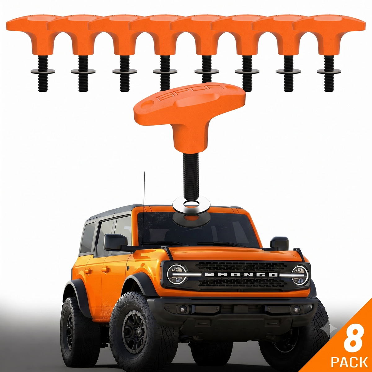 Bronco Tie-Down Anchor PRO orange 8-pack car interior fittings GPCA on Tampa Home & Garden Store