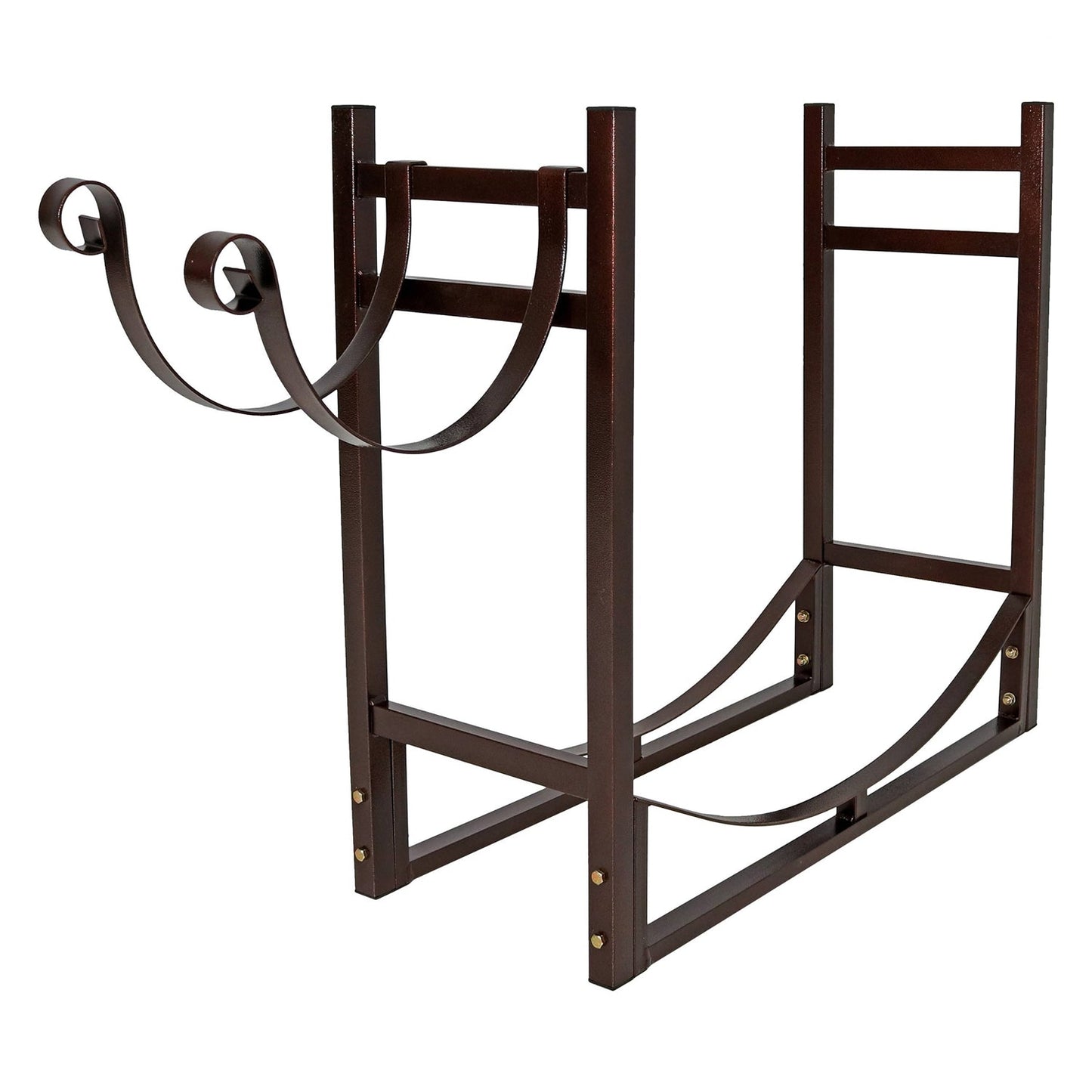 Bronze Metal Indoor/Outdoor Firewood Log Rack with Removeable Kindle Holder - Tampa Home & Garden Store