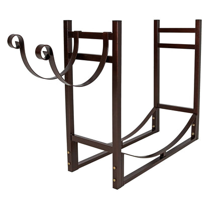 Bronze Metal Indoor/Outdoor Firewood Log Rack with Removeable Kindle Holder - Tampa Home & Garden Store