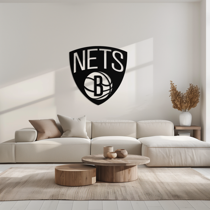 Brooklyn Nets Logo Silhouette Metal Wall Art – Modern Sports-Inspired Decor - KAF669 - Tampa Home & Garden Store