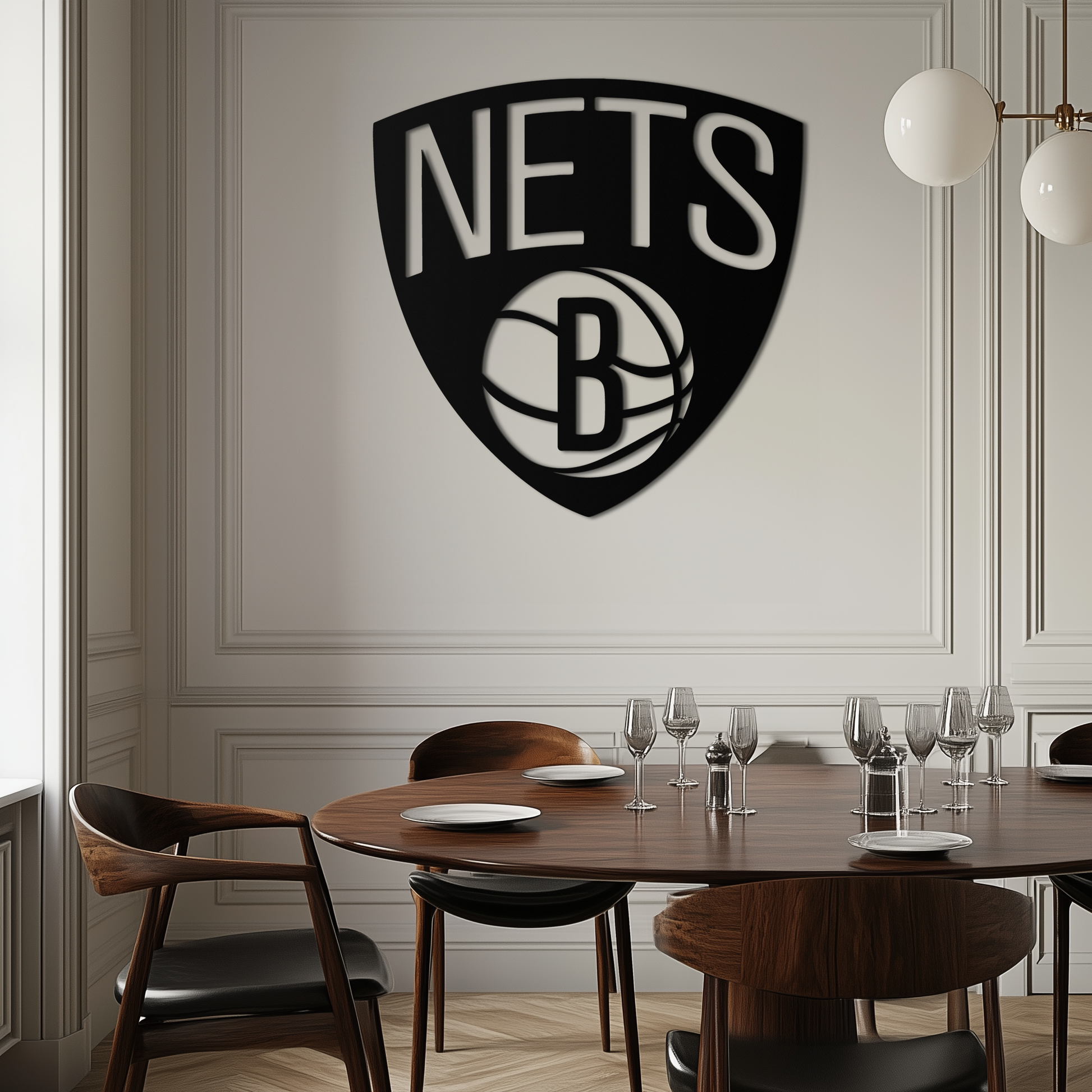 Brooklyn Nets Logo Silhouette Metal Wall Art – Modern Sports-Inspired Decor - KAF669 - Tampa Home & Garden Store