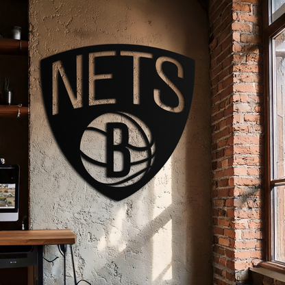 Brooklyn Nets Logo Silhouette Metal Wall Art – Modern Sports-Inspired Decor - KAF669 - Tampa Home & Garden Store