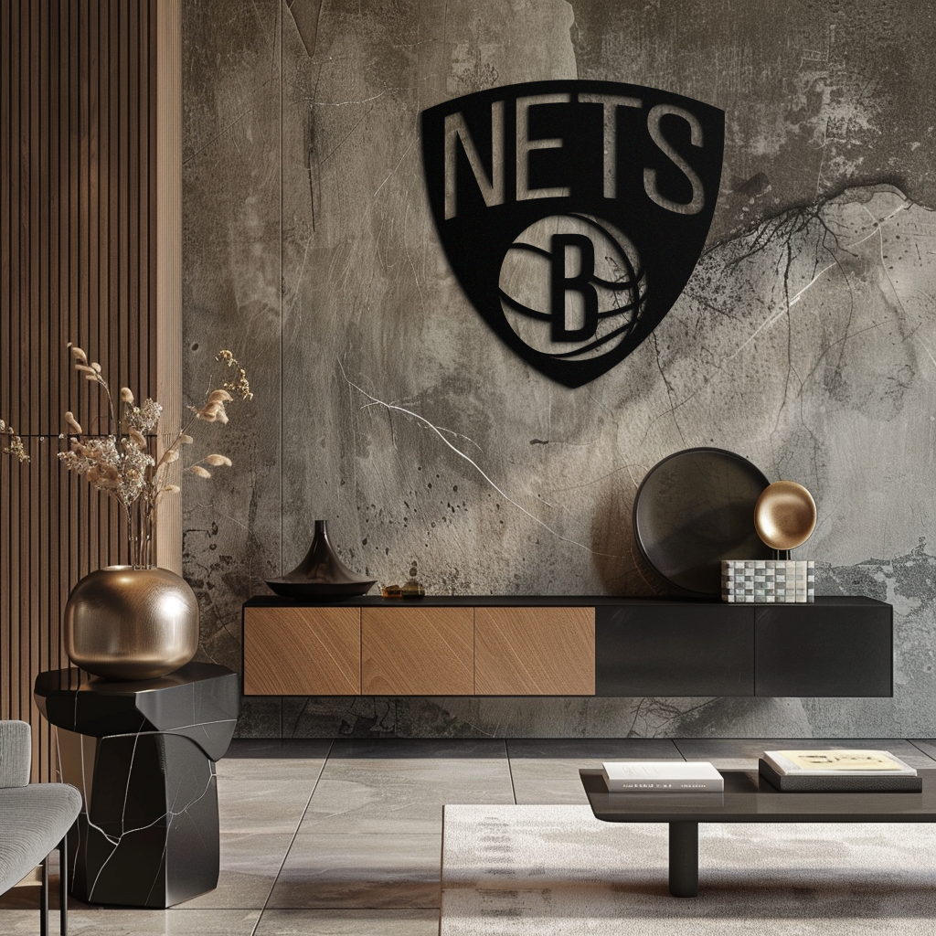 Brooklyn Nets Logo Silhouette Metal Wall Art – Modern Sports-Inspired Decor - KAF669 - Tampa Home & Garden Store