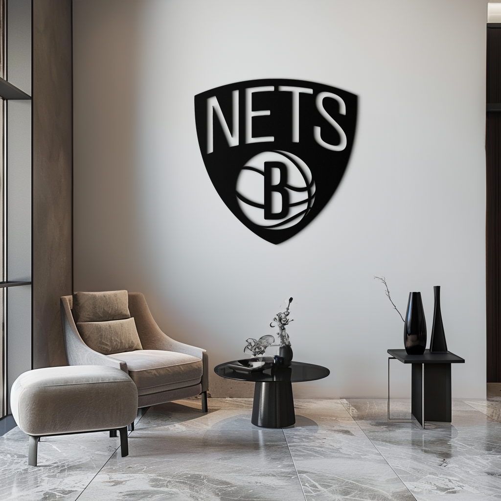 Brooklyn Nets Logo Silhouette Metal Wall Art – Modern Sports-Inspired Decor - KAF669 - Tampa Home & Garden Store