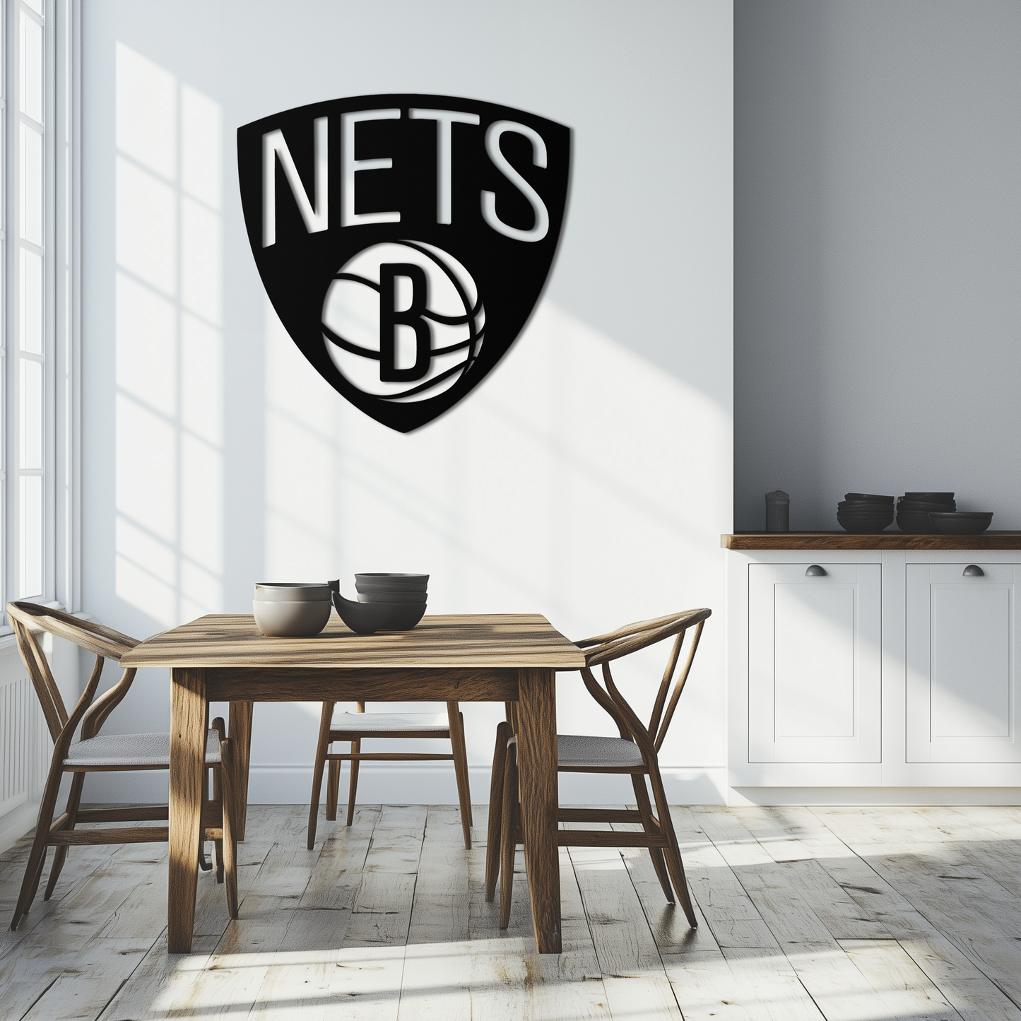 Brooklyn Nets Logo Silhouette Metal Wall Art – Modern Sports-Inspired Decor - KAF669 - Tampa Home & Garden Store