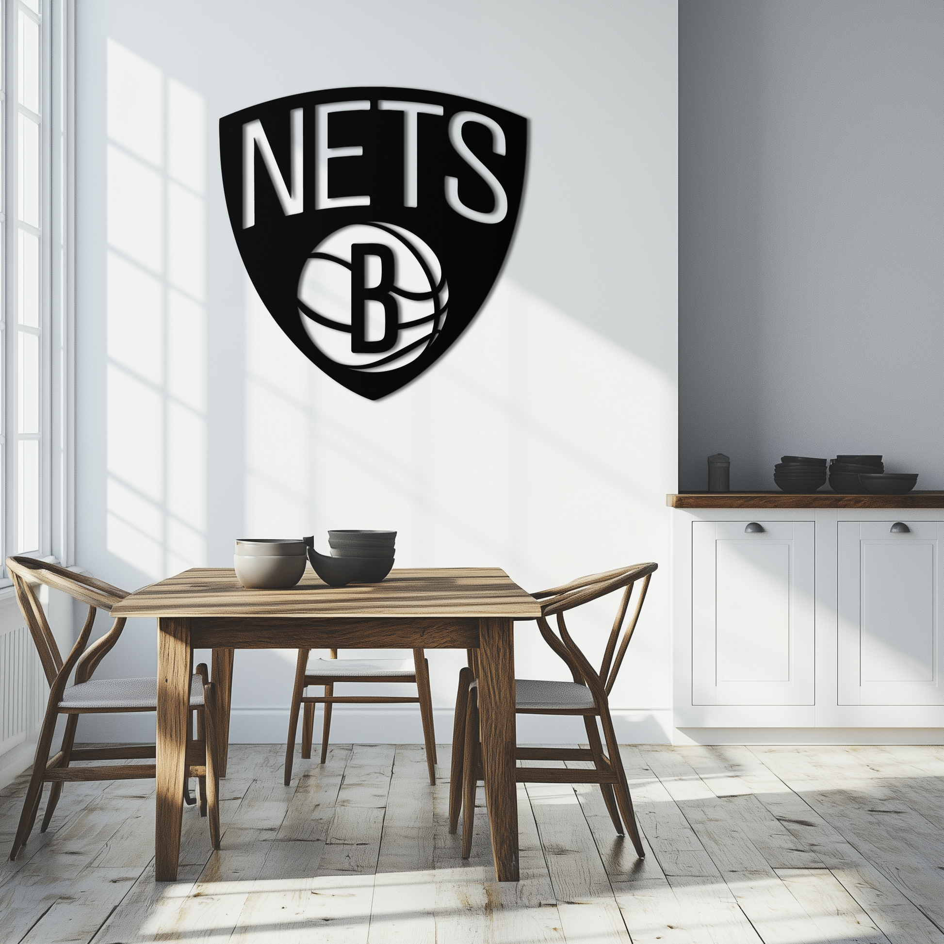 Brooklyn Nets Logo Silhouette Metal Wall Art – Modern Sports-Inspired Decor - KAF669 - Tampa Home & Garden Store