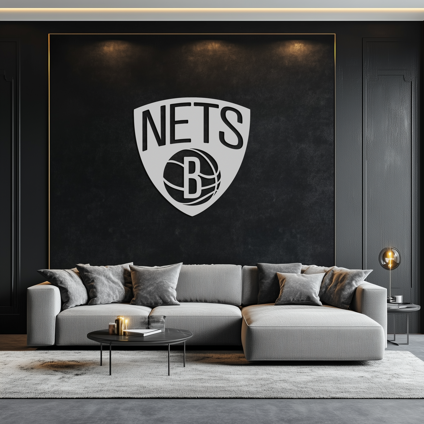 Brooklyn Nets Logo Silhouette Metal Wall Art – Modern Sports-Inspired Decor - KAF669 - Tampa Home & Garden Store