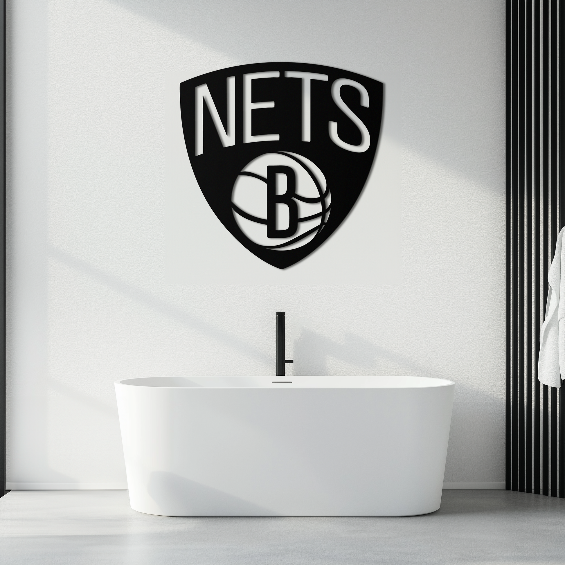Brooklyn Nets Logo Silhouette Metal Wall Art – Modern Sports-Inspired Decor - KAF669 - Tampa Home & Garden Store